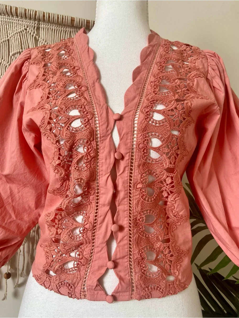 Free People Louella Embroidered Top Savannah Red XS NWT Flawed Cotton Boho